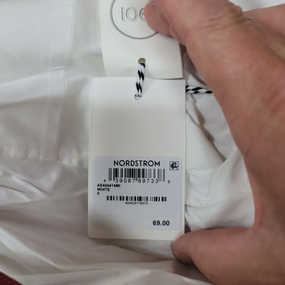 1901 Dress Shirt SMALL WORK White Button Up Long Sleeve Button Cuff Ladie Blouse - Picture 5 of 6